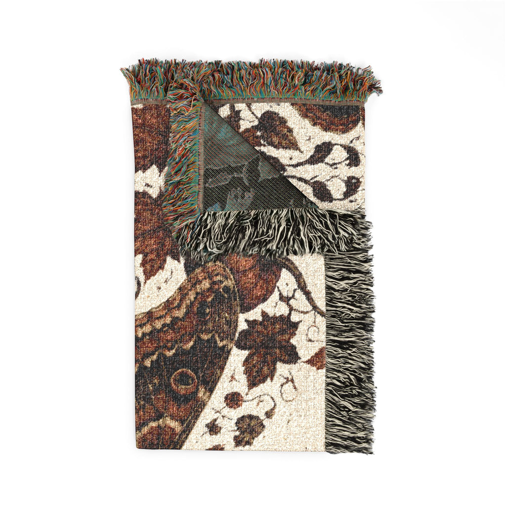 Vintage Botanical Butterfly Woven Blanket