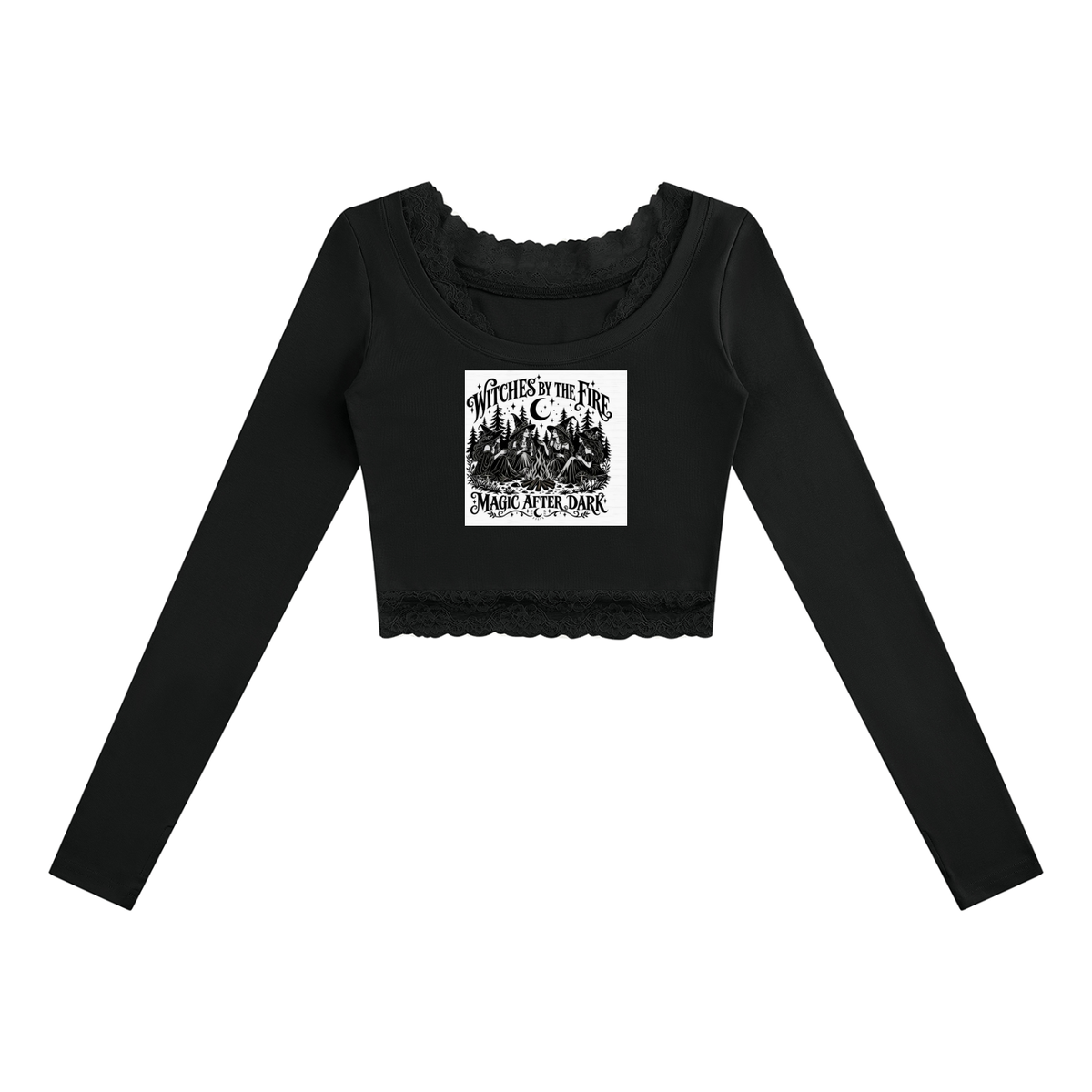 Women's Lace Trim Long Sleeve T-Shirt